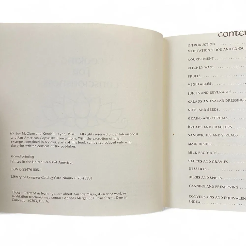 Cooking for Consciousness Vintage Vegetarian Cookbook Natural Foods Handbook 197